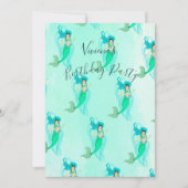 誕生日マーメイドパターングリーンマーメイドテールガーリー 招待状 (正面)