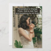 誕生日ミニマルイベント招待状フォト文字カード サンキューカード (正面)