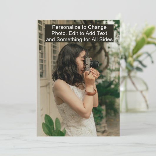 誕生日ミニマルイベント招待状フォト文字カード サンキューカード (スタンド正面)