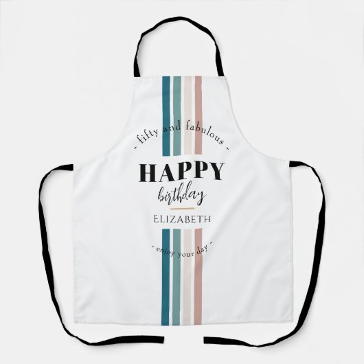 誕生日ミニマルデザインのパステルカラー エプロン (正面)