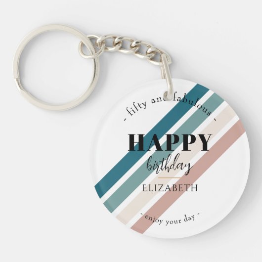 誕生日ミニマルデザインのパステルカラー キーホルダー (正面)