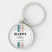 誕生日ミニマルデザインのパステルカラー キーホルダー (正面)