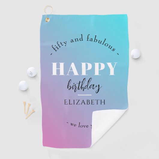 誕生日ミニマルデザインのパステルカラー ゴルフタオル (インサイチュ)