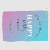 誕生日ミニマルデザインのパステルカラー ゴルフタオル (横)