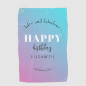 誕生日ミニマルデザインのパステルカラー ゴルフタオル (正面)