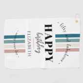 誕生日ミニマルデザインのパステルカラー ゴルフタオル (横)