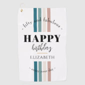 誕生日ミニマルデザインのパステルカラー ゴルフタオル (正面)