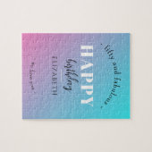 誕生日ミニマルデザインのパステルカラー ジグソーパズル (横)