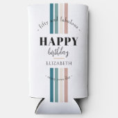 誕生日ミニマルデザインのパステルカラー スリム缶クーラー (正面)