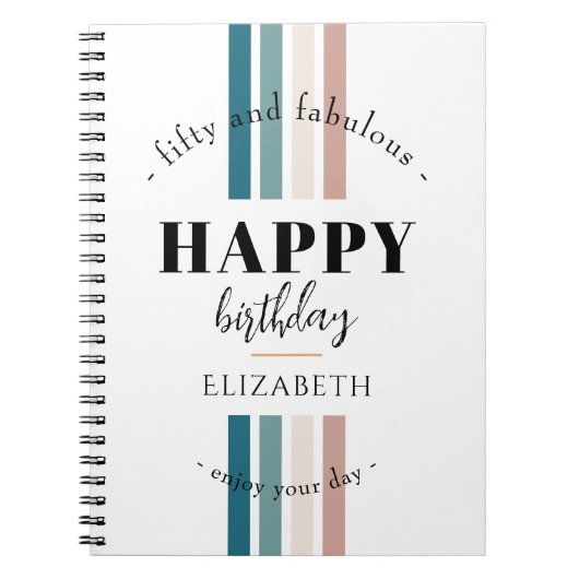 誕生日ミニマルデザインのパステルカラー ノートブック (正面)