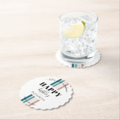 誕生日ミニマルデザインのパステルカラー ペーパーコースター (インサイチュ)