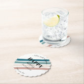 誕生日ミニマルデザインのパステルカラー ペーパーコースター (インサイチュ)