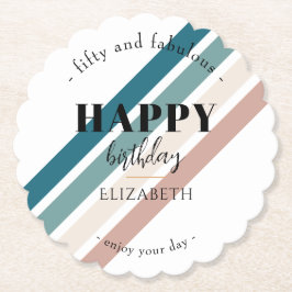 誕生日ミニマルデザインのパステルカラー ペーパーコースター