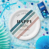 誕生日ミニマルデザインのパステルカラー ペーパープレート (パーティー)