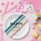 誕生日ミニマルデザインのパステルカラー ペーパープレート (パーティー)