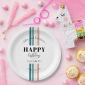 誕生日ミニマルデザインのパステルカラー ペーパープレート (パーティー)