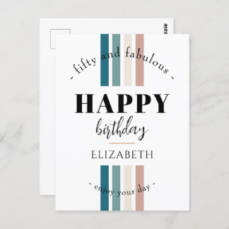 誕生日ミニマルデザインのパステルカラー ポストカード