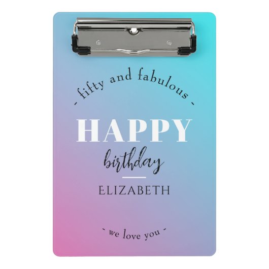 誕生日ミニマルデザインのパステルカラー ミニクリップボード (正面)
