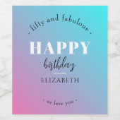 誕生日ミニマルデザインのパステルカラー ワインラベル (シングルラベル)