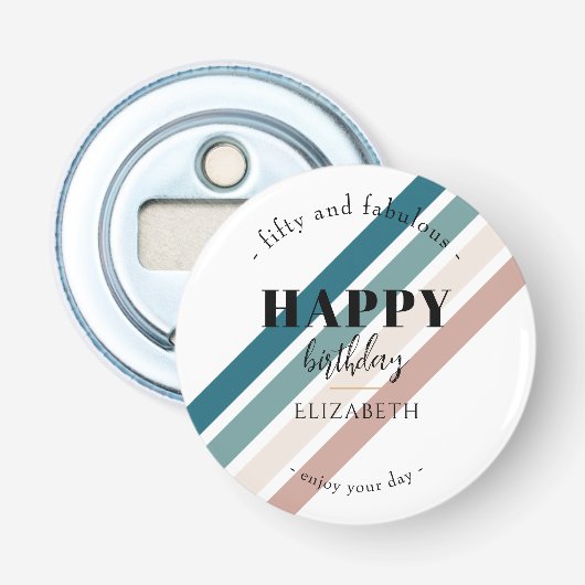 誕生日ミニマルデザインのパステルカラー 栓抜き (正面)