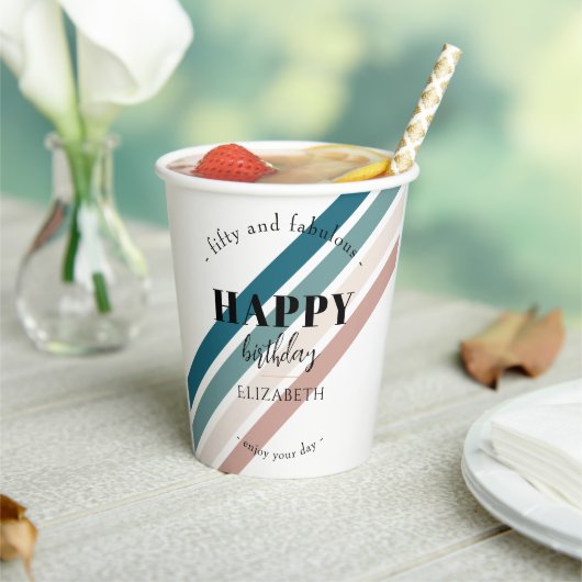 誕生日ミニマルデザインのパステルカラー 紙コップ (インサイチュ)