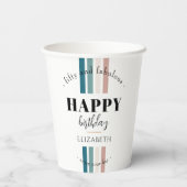 誕生日ミニマルデザインのパステルカラー 紙コップ (裏面)