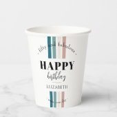 誕生日ミニマルデザインのパステルカラー 紙コップ (正面)