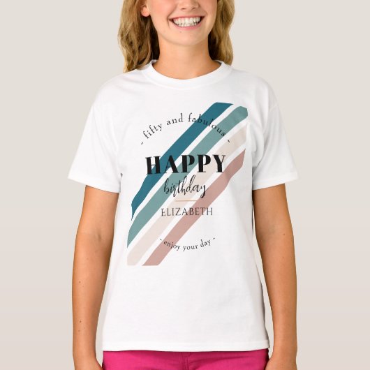 誕生日ミニマルデザインのパステルカラー Tシャツ (正面)