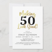 誕生日メイキングAGE良い金ゴールドブラック 招待状 (正面)