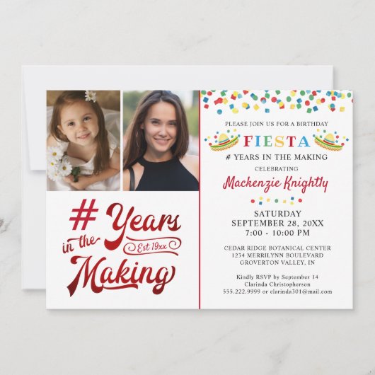 誕生日メキシコFiesta 2 Photo Any Age 招待状 (正面)