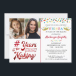 誕生日メキシコFiesta 2 Photo Any Age 招待状<br><div class="desc">メキシコのフィエスタをテーマにしたパーティーやお祝いへのフェスティバル誕生日の招待2枚の写真(おそらくThen and Now写真)、書道台本のタイポグラフィタイトル# YEARS IN THE MAKINGは、デザイン内に年齢と誕生日を組み込んだ作品数々の、カラー紙吹雪、ソンブレロ。アシスタンス：救済デザインの変更やパーソナライズ、色の変更や別の製品へのデザインの転送に関しては、Zazzleチャットメッセージタブまたは電子メールで連絡BEFORE ORDERING。 makeitaboutyoustore@gmail.comを介してデザイナーに連絡する。</div>