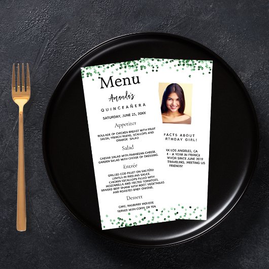 誕生日メニューの緑の写真おもしろいファクト ラックカード