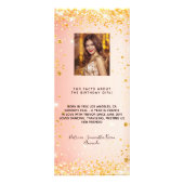 誕生日メニューオレンジ色のグリッター写真おもしろいファクト ラックカード (裏面)