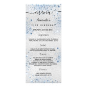 誕生日メニューシルバーブルーグリッター名 ラックカード (正面)