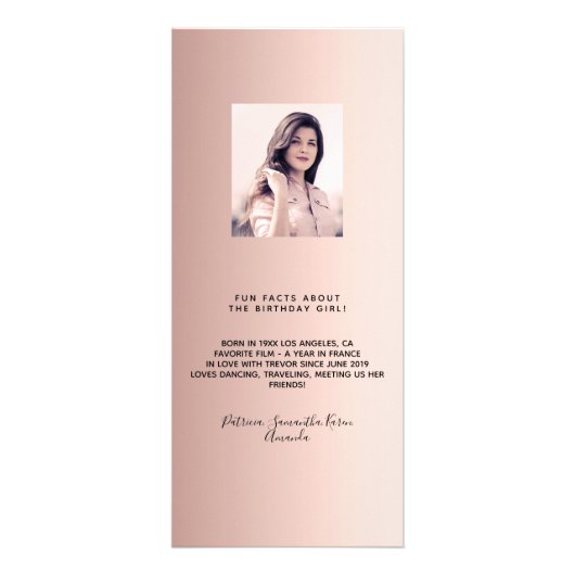 誕生日メニューバラ金ゴールド写真おもしろいファクト ラックカード (裏面)