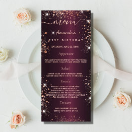 誕生日メニューブルゴーニュバラ金ゴールドグリッターダスト ラックカード