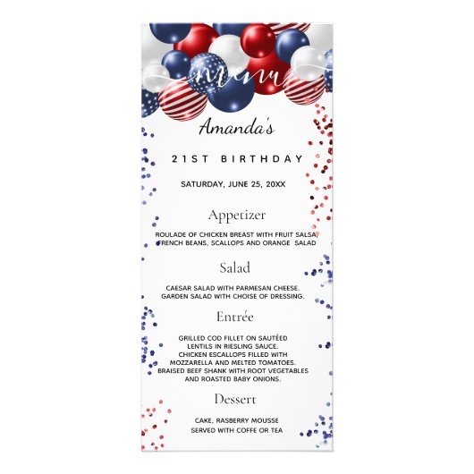 誕生日メニュー愛国気球の写真おもしろいファクト ラックカード (正面)