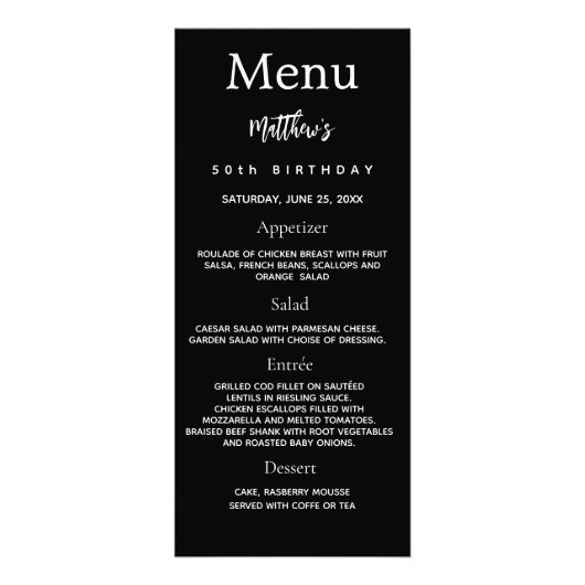 誕生日メニュー白黒写真おもしろいファクト ラックカード (正面)