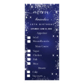 誕生日メニュー青いシルバーフォトおもしろいファクトの選択 ラックカード (正面)