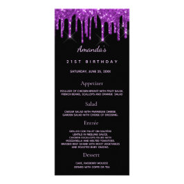 誕生日メニュー黒い紫の写真グリッターおもしろいファクト ラックカード