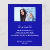 誕生日メニュ王室のーの青い白いおもしろいファクト写真 (裏面)