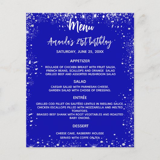 誕生日メニュ王室のー青グリッターおもしろいファクト写真 (正面)