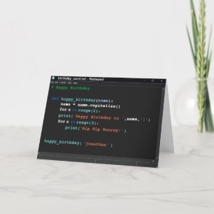 誕生日メモ帳コンピュータープログラマのダークモード カード