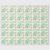 誕生日メリーとハッピークリスマス – クリスマスBday v2 ラッピングペーパー (フラット)