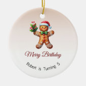 誕生日メリーオーナメント、クリスマス誕生日ギフト セラミックオーナメント (正面)