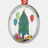 誕生日メリーハッピークリスマス！ メタルオーナメント (左)