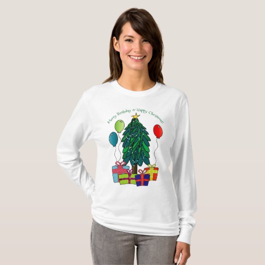 誕生日メリーハッピークリスマス！ Tシャツ (正面フル)