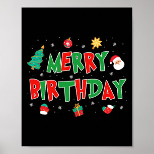 誕生日メリーメリークリスマスハッピーバースデークリスマス ポスター