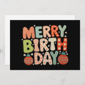 誕生日メリー誕生デイかわいいクリスマスマッチングファミリー シーズンカード (正面/裏面)