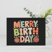 誕生日メリー誕生デイかわいいクリスマスマッチングファミリー シーズンカード (スタンド正面)